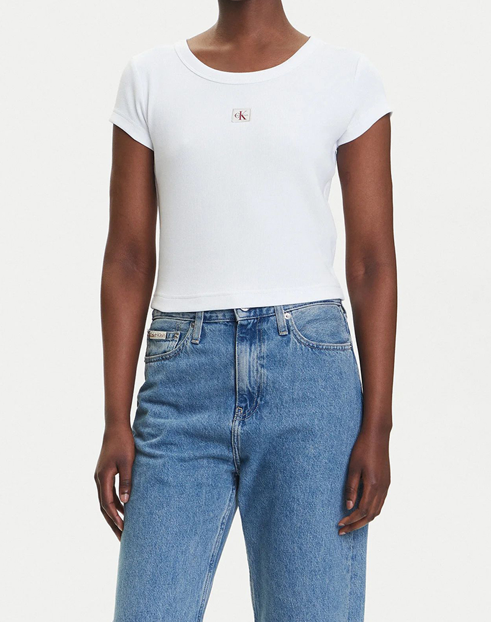 CALVIN KLEIN JEANS A- WOVEN LABEL 2X2 RIB BABY TEE LV047C200G-YAA White