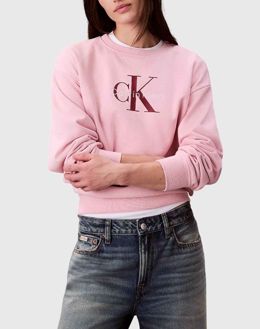 CALVIN KLEIN JEANS LS MONOLOGO FRENCH TERRY RLXD CN LV047B234G-TE0 Pink