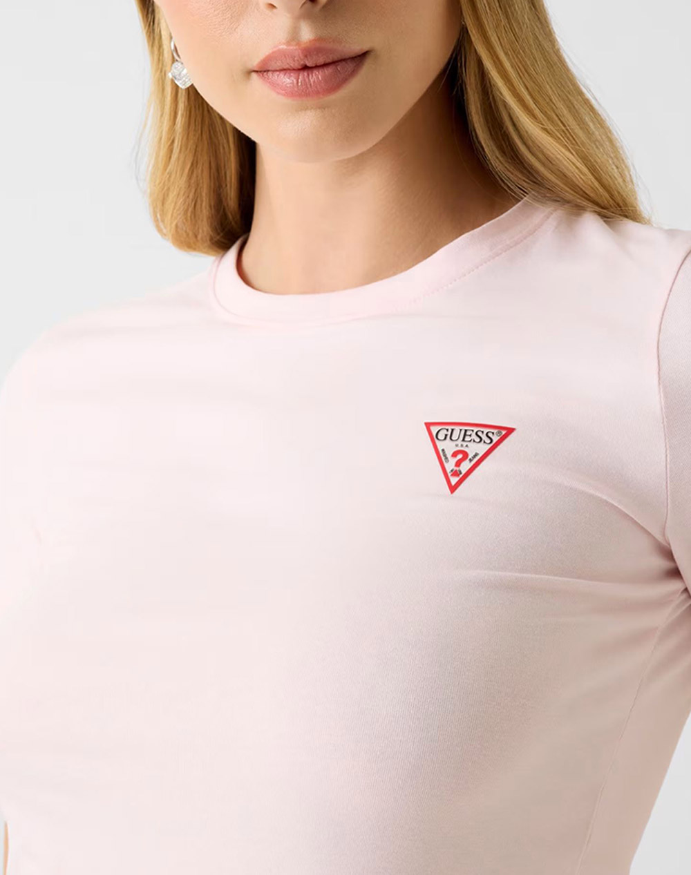 Guess Ss Cn Mini Triangle Tee Μπλούζα Γυναικείο W2Yi44J1314-A627 Pink Γυναικεία ρούχα μπλούζες Τ-Shirt Politikos Shop Πολιτικός