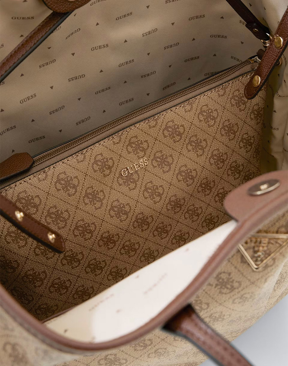 Guess Victtoria Large 2 In 1 Tote Τσάντα Γυναικείο Hwesg951429-Lgw Sandybrown Γυναικεία αξεσουάρ τσάντες Politikos Shop Πολιτικός