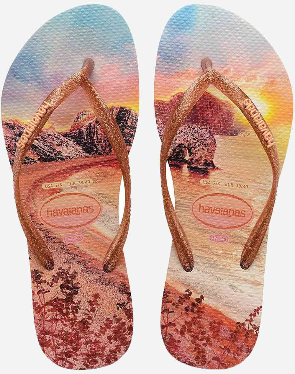 Havaianas Slim Paisage Macaron Σαγιοναρες 4132614-9897 Orange Γυναικεία παπούτσια Politikos Shop Πολιτικός