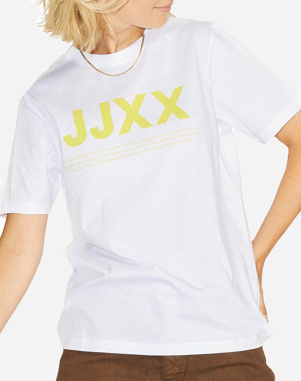 JJXX ΜΠΛΟΥΖΑ JXANNA SS REG EVERY SMALL LOGO TEE NOOS 12206974-bright white limeade Yellow