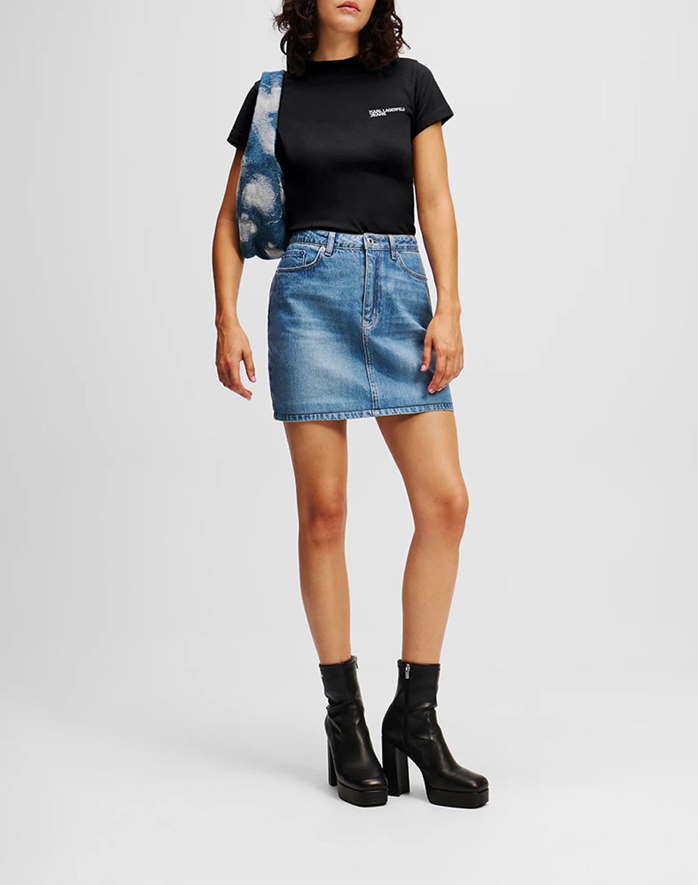 KARL LAGERFELD JEANS KLJ SLIM SS TEE A1W17004-999 Black φωτογραφία