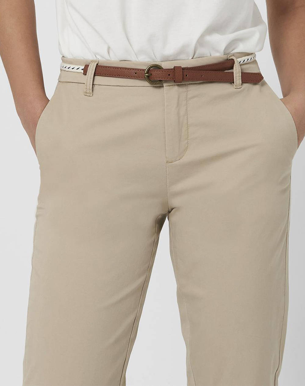 ONLY ONLBIANA MW COTTON BELT CHINO PNT NOOS 15218519-Humus Biege φωτογραφία
