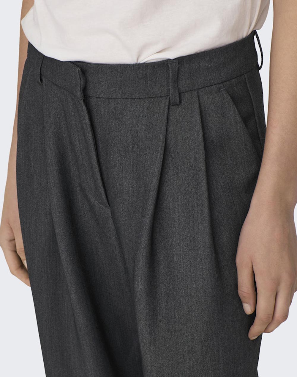 Only Onlhattie Hw Pleat Str Pant Tlr Noos 15304707-Dark Grey Melange Darkgray Γυναικεία ρούχα παντελόνια Υφασματινα Politikos Shop Πολιτικός
