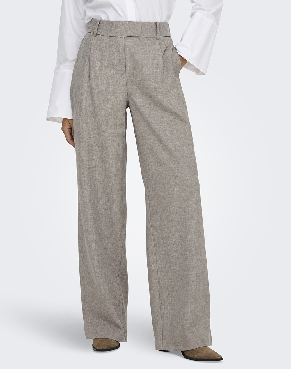 ONLY ONLLINDA HW STR MEL PANTS TLR NOOS 15336761-FungiMELANGE Gray