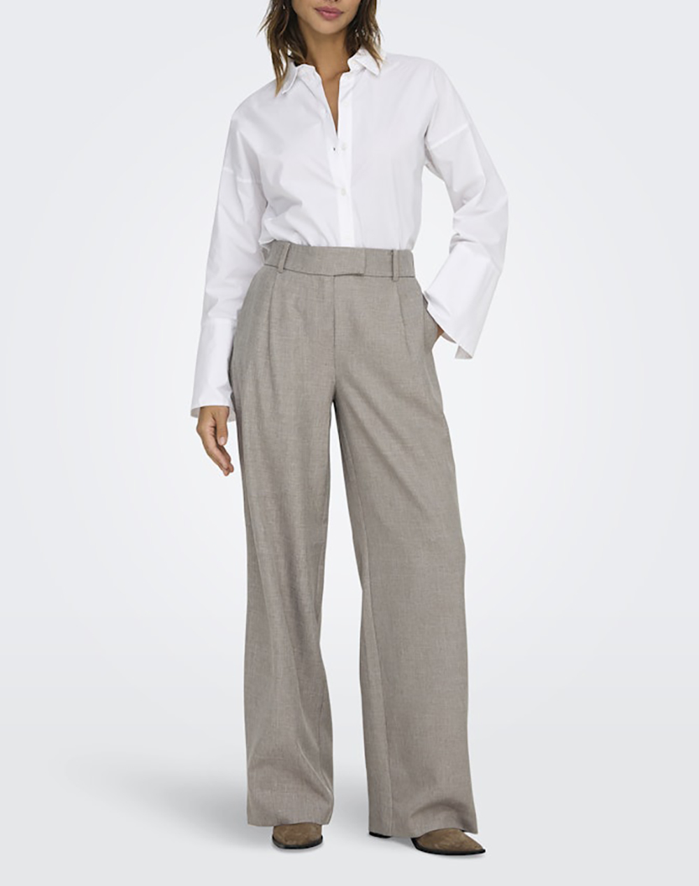 ONLY ONLY ONLLINDA HW STR MEL PANTS TLR NOOS 15336761-FungiMELANGE Gray - 3