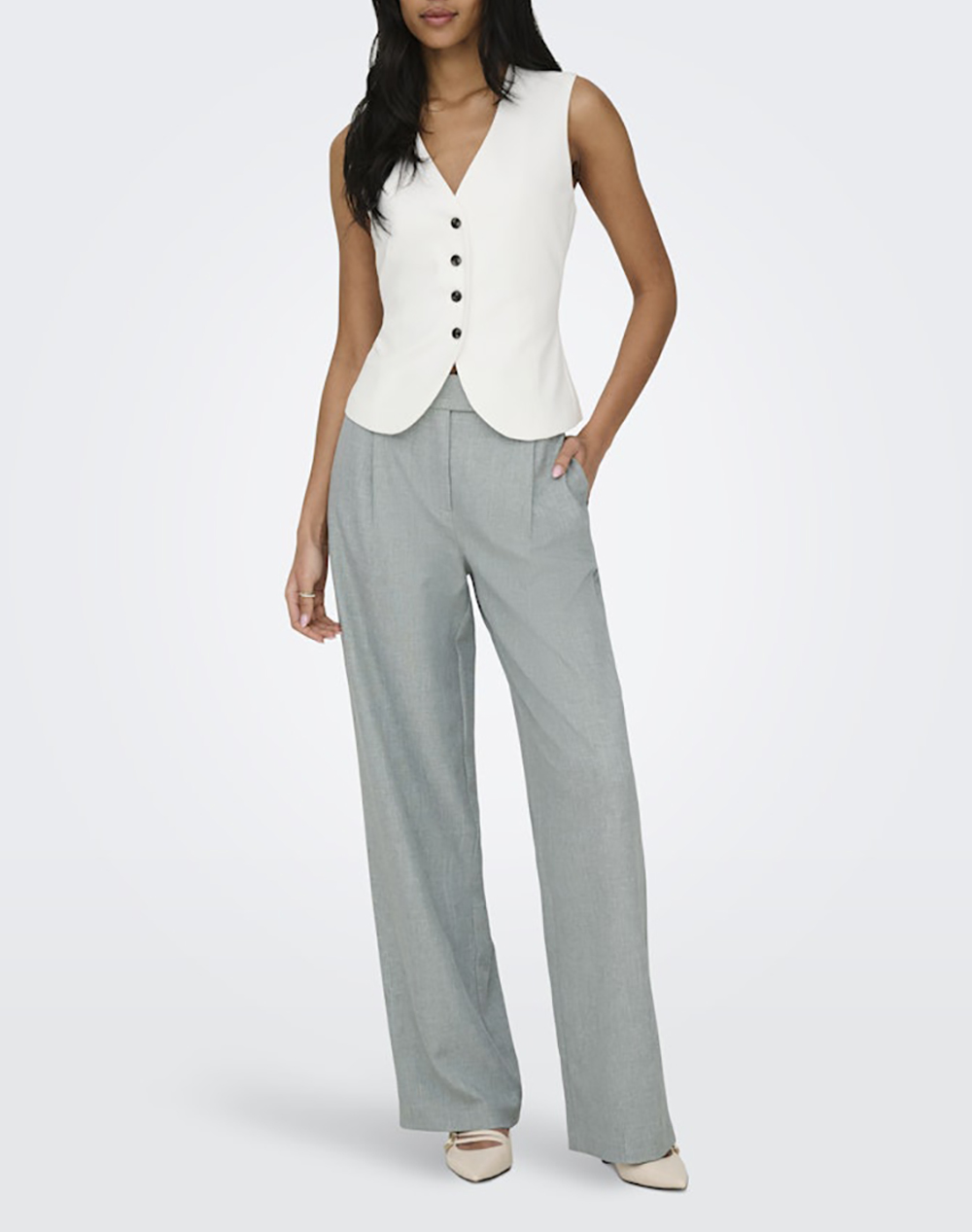 Only Onllinda Hw Str Mel Pants Tlr Noos 15336761-Lily Padmelange Mintgreen Γυναικεία ρούχα παντελόνια Υφασματινα Politikos Shop Πολιτικός