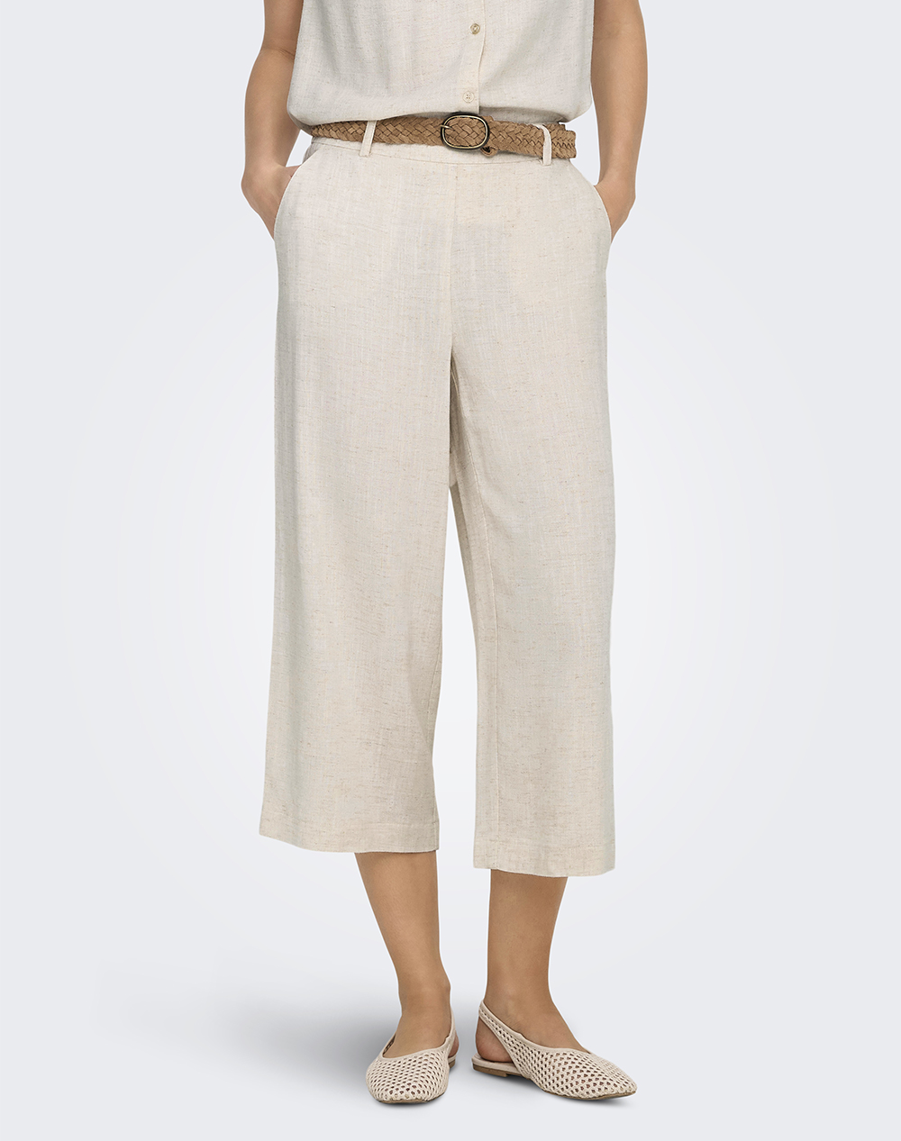 ONLY ONLSIESTA HW LIN BL CLEAN CULOT PNT NOOS 15367418-Moonbeam Cream