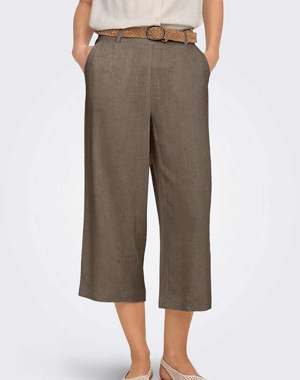 ONLY ONLSIESTA HW LIN BL CLEAN CULOT PNT NOOS 15367418-Walnut DarkBrown