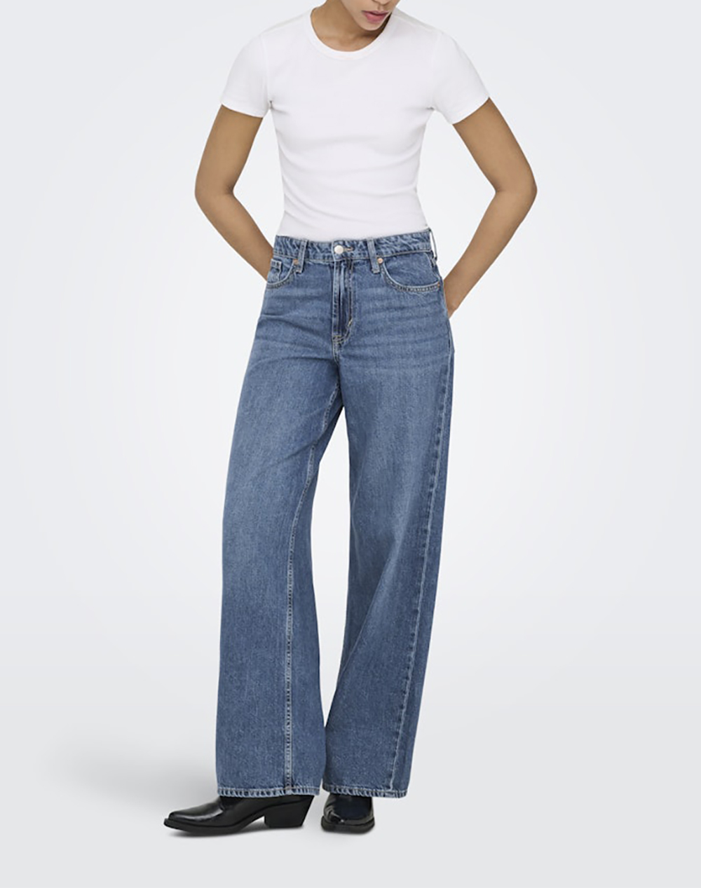 Only Onlsilky Soft Hw Wide Dnm Pim233 Noos 15369052-Medium Blue Denim Denimblue Γυναικεία ρούχα παντελόνια Jean 5P Cargo Politikos Shop Πολιτικός