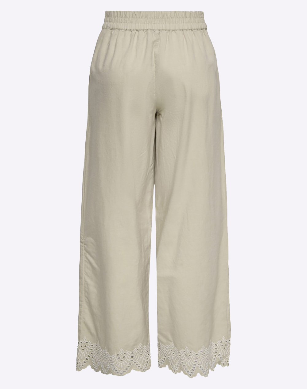 ONLY ONLY ONLPAULA TULUM EMB PULL-UP PANT NOOS WVN 15343184-Olive GrayBRIGHTWHITEEMB Cream - 2