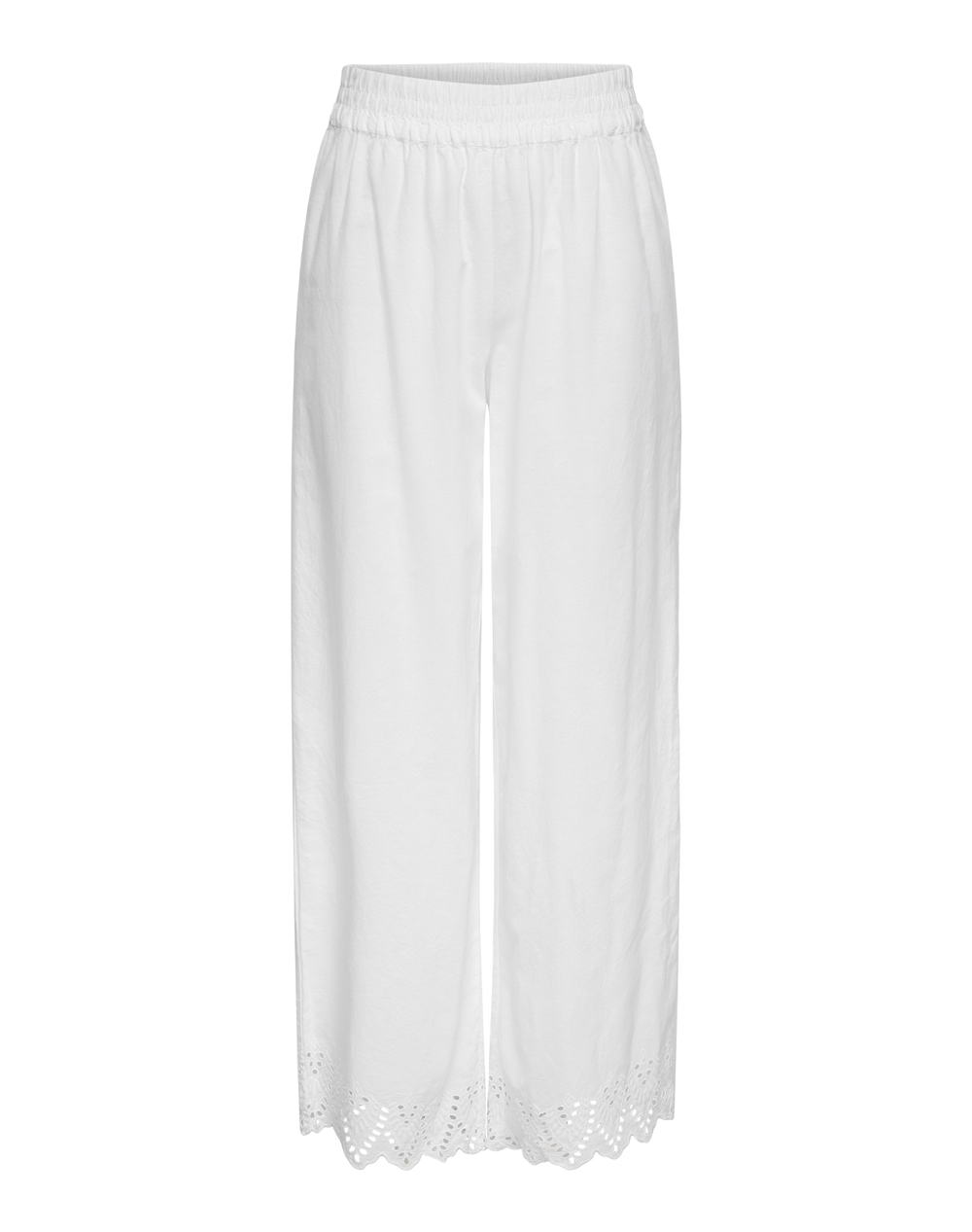 Only Onlpaula Tulum Emb Pull-Up Pant Noos Wvn 15343184-Bright Whitebrightwhiteemb White Γυναικεία ρούχα παντελόνια Υφασματινα Politikos Shop Πολιτικός