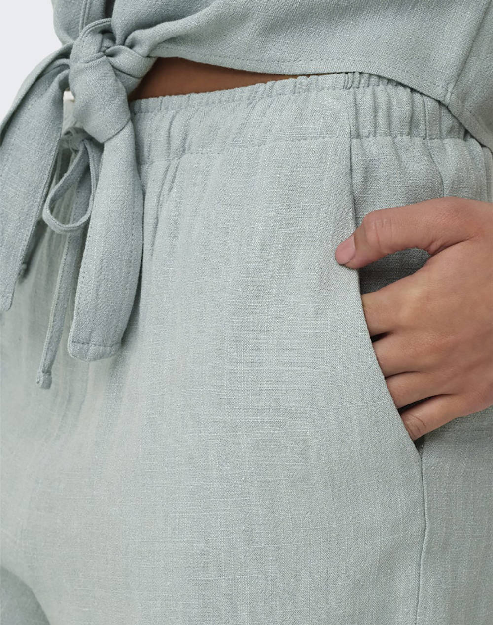 ONLY ONLSIESTA MW PULL-UP LIN BL SHORTS NOOS 15333032-Abyss Olive φωτογραφία