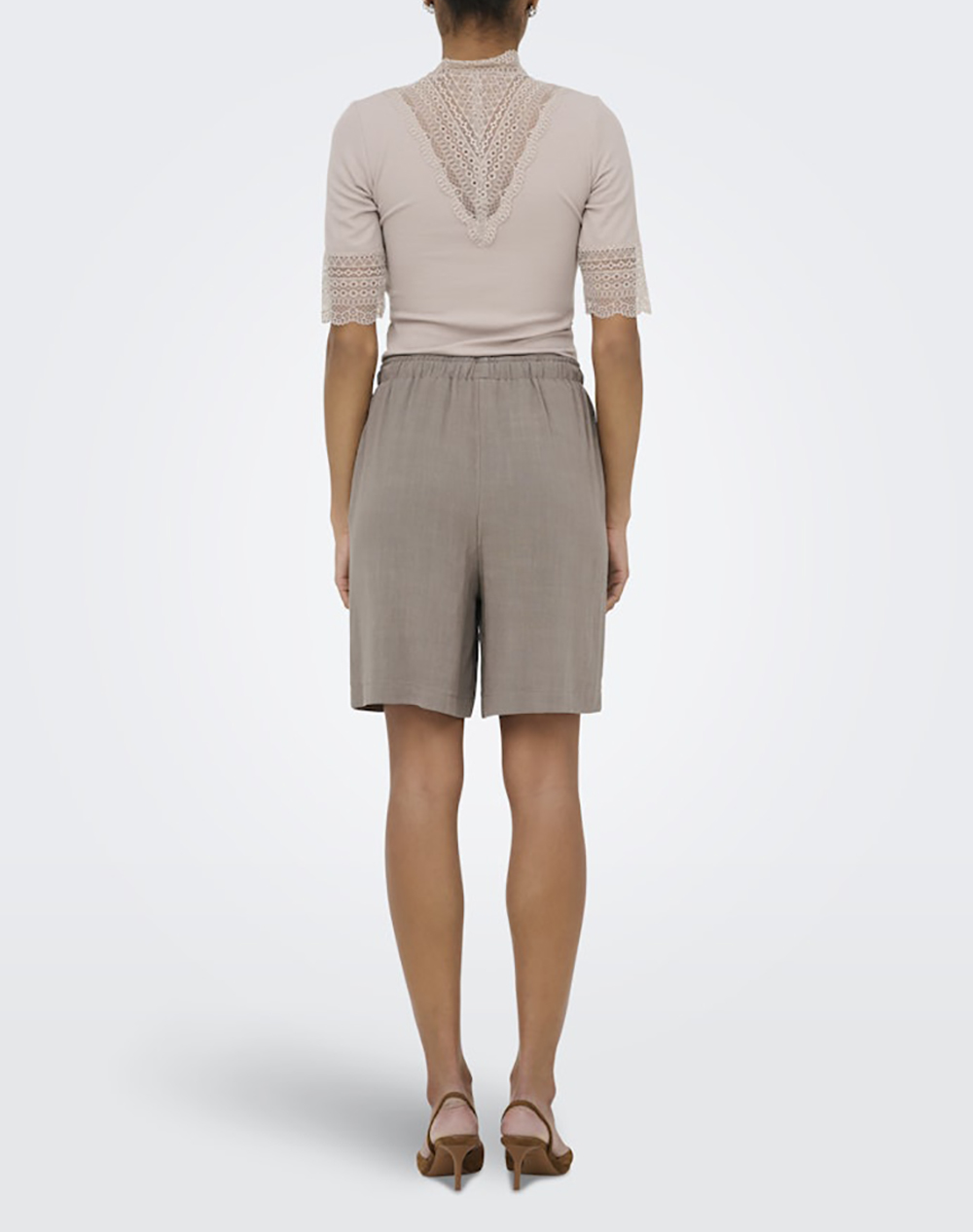 ONLY ONLY ONLSIESTA MW PULL-UP LIN BL SHORTS NOOS 15333032-Walnut SandyBrown - 2
