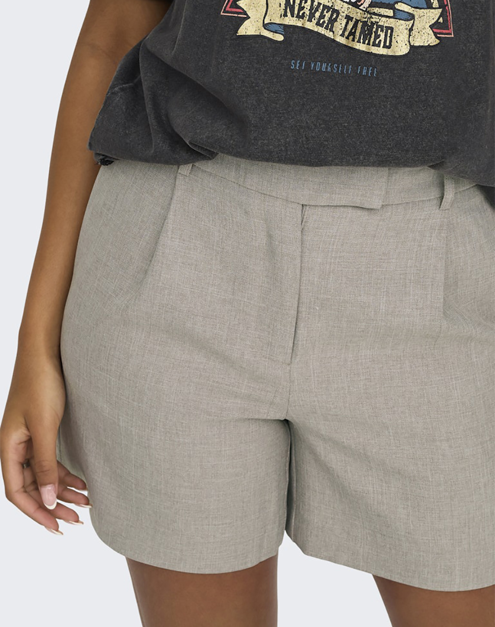 ONLY ONLY ONLLINDA HW MEL SHORTS TLR NOOS 15283727-FungiMELANGE Biege - 3