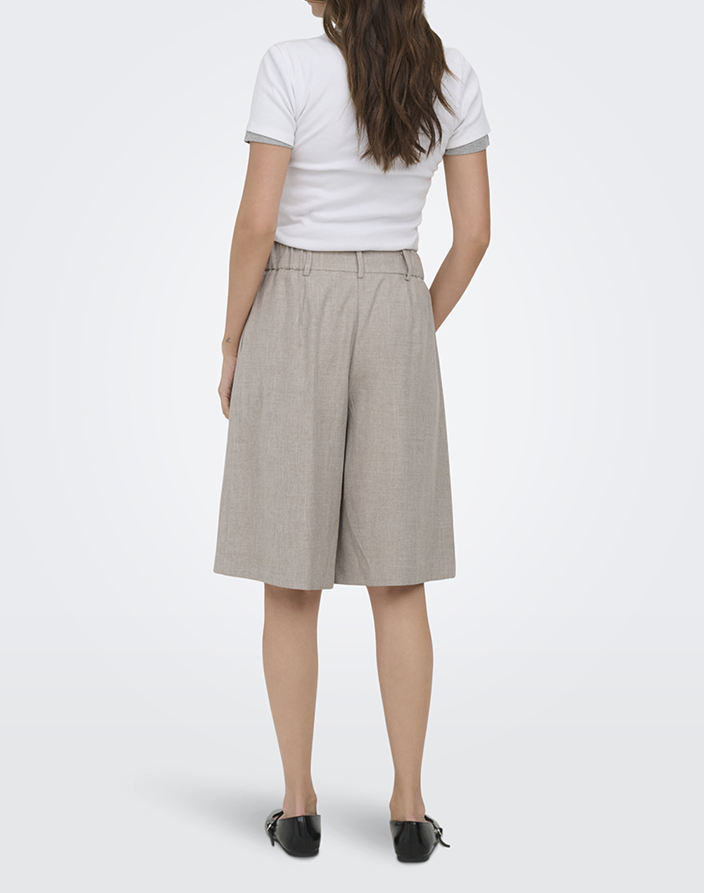 ONLY ONLY ONLLINDA HW MEL LONG SHORTS TLR NOOS 15351444-FungiDetail:W MELANGE Gray - 2