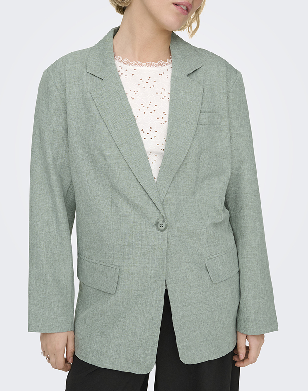 ONLY ONLLINDA LS BOYFR MEL BLAZER TLR NOOS 15328158-Lily PadMELANGE Green