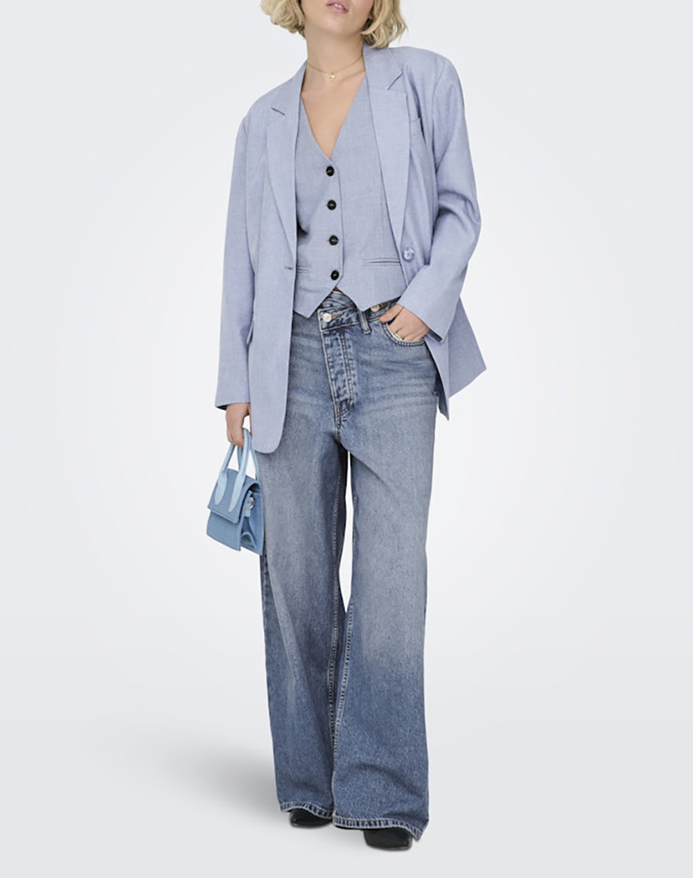 Only Onllinda Ls Boyfr Mel Blazer Tlr Noos 15328158-Vintage Indigomelange Lightblue Γυναικεία ρούχα Πανωφορια Σακακια Politikos Shop Πολιτικός