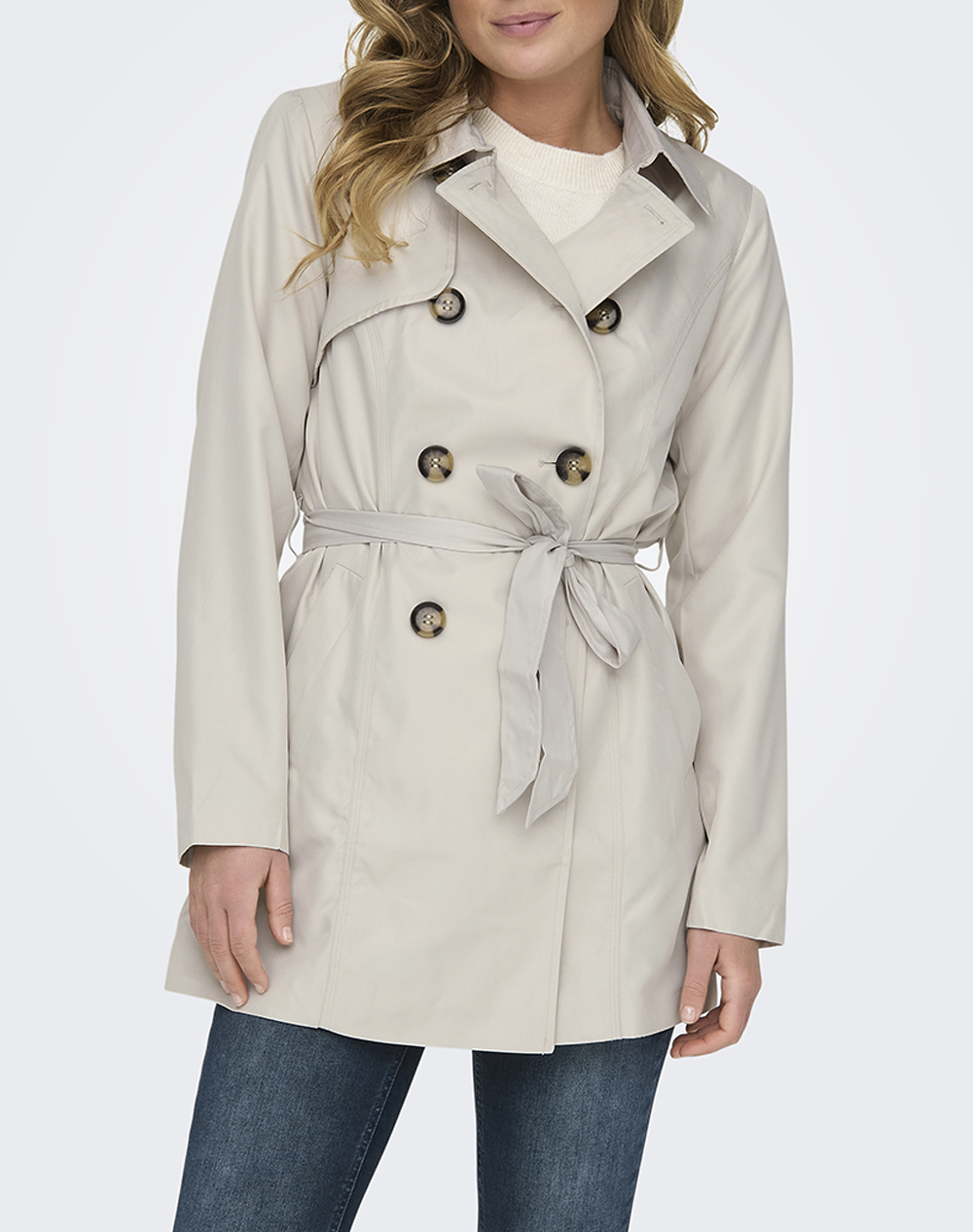 ONLY ONLY ONLVALERIE TRENCHCOAT OTW NOOS 15191821-Moonbeam OffWhite