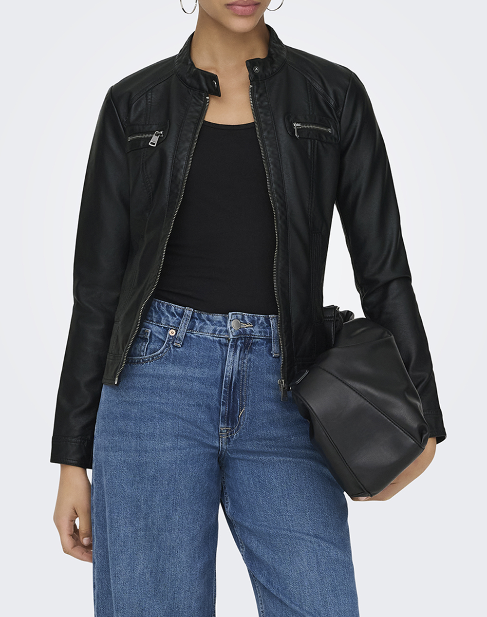 ONLY ONLBANDIT FAUX LEATHER BIKER OTW NOOS 15081400-BLACK Black