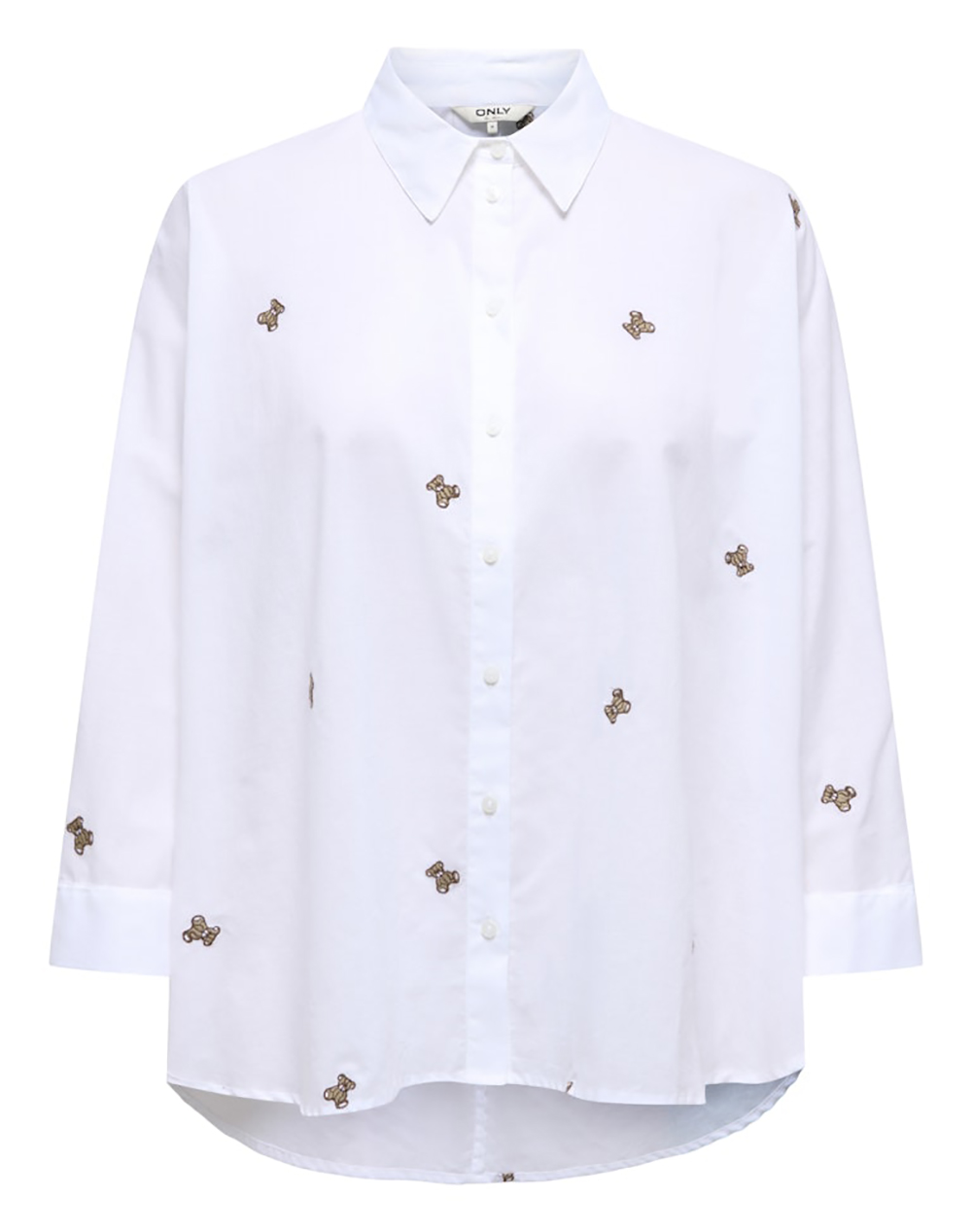 Only Onlnew Lina Grace Ls Emb Shirt Noos Wvn 15283743-Bright Whitelightteddy Offwhite Γυναικεία ρούχα πουκάμισα Politikos Shop Πολιτικός