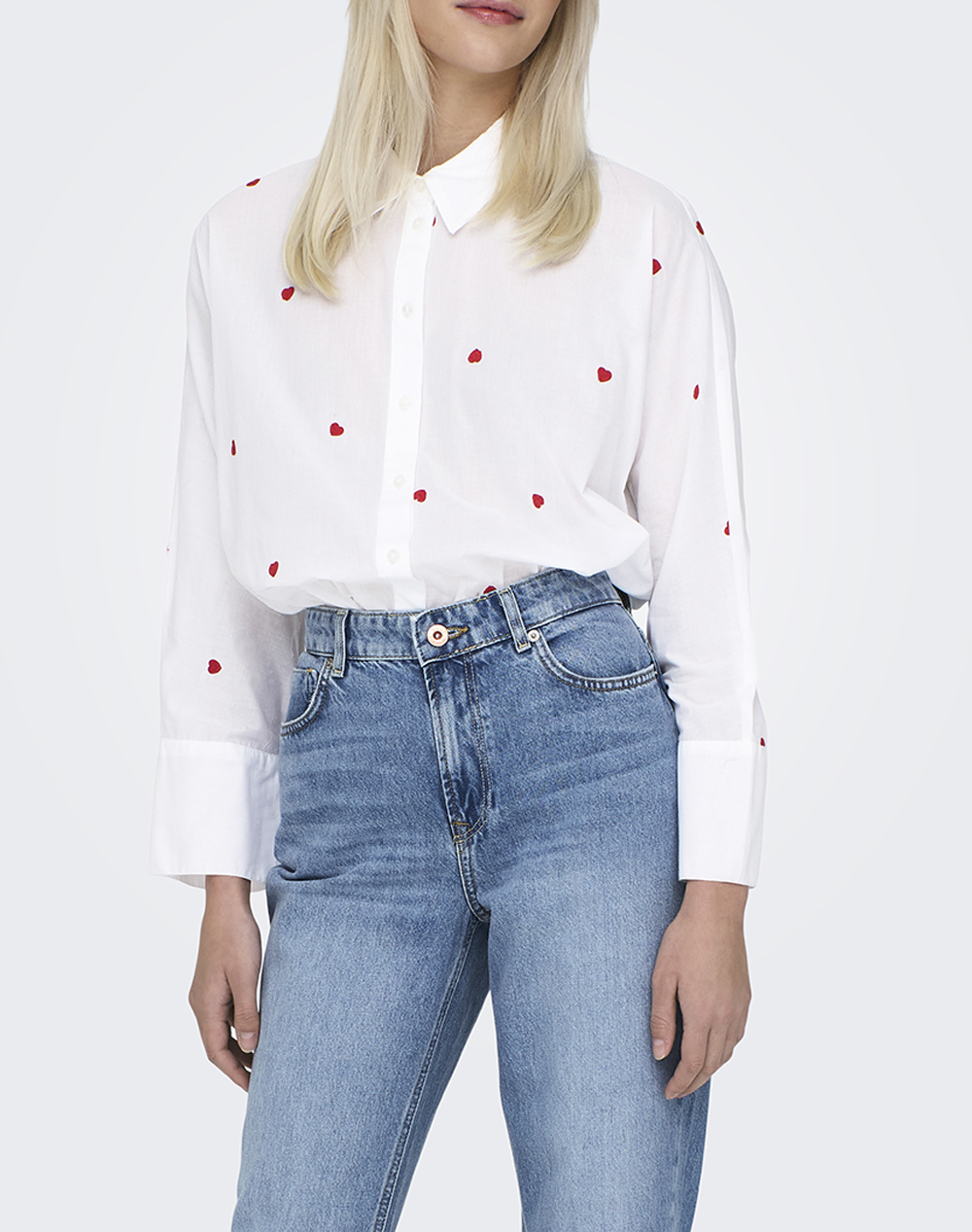 ONLY ONLNEW LINA GRACE LS EMB SHIRT NOOS WVN 15283743-Bright WhiteHeart White