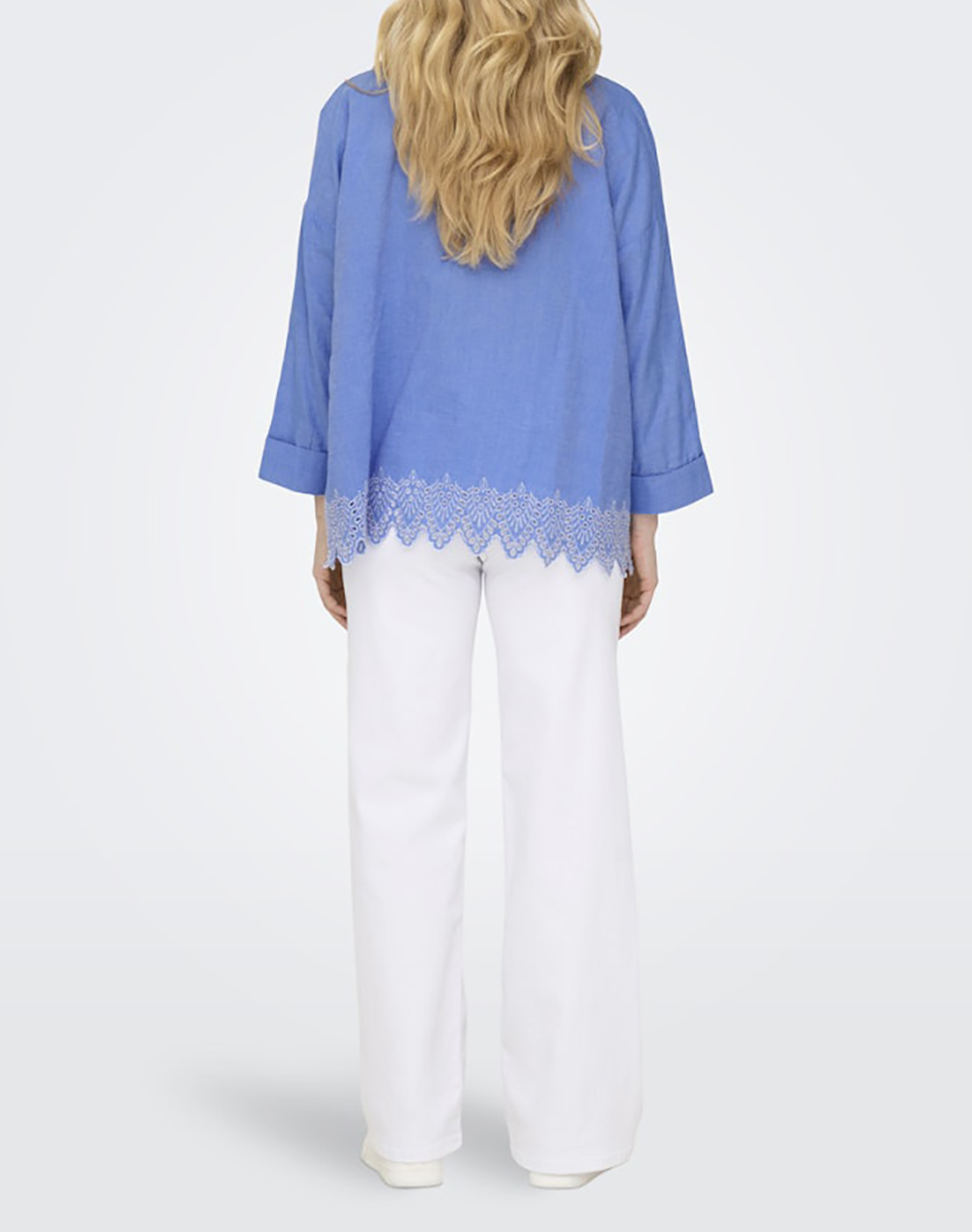 ONLY ONLY ONLGRACES TULUM LS EMB SHIRT NOOS WVN 15343165-Blue BonnetBRIGHTWHITEEMB Blue - 2