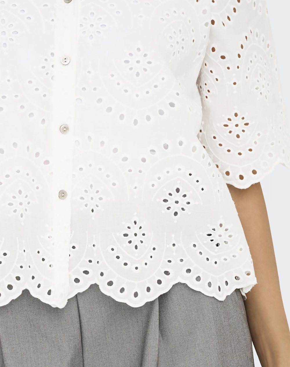 Only Onlvalais S Shirt Wvn Noos 15351106-Cloud Dancer White Γυναικεία ρούχα πουκάμισα Politikos Shop Πολιτικός