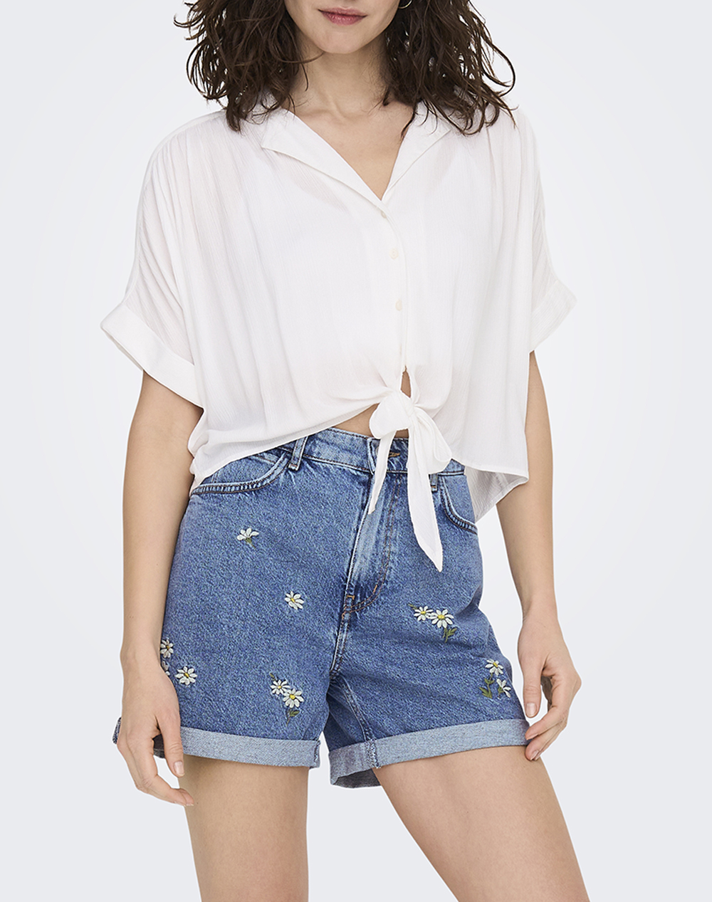 ONLY ONLPAULA LIFE S/S TIE SHIRT WVN NOOS 15281497-WHITE White