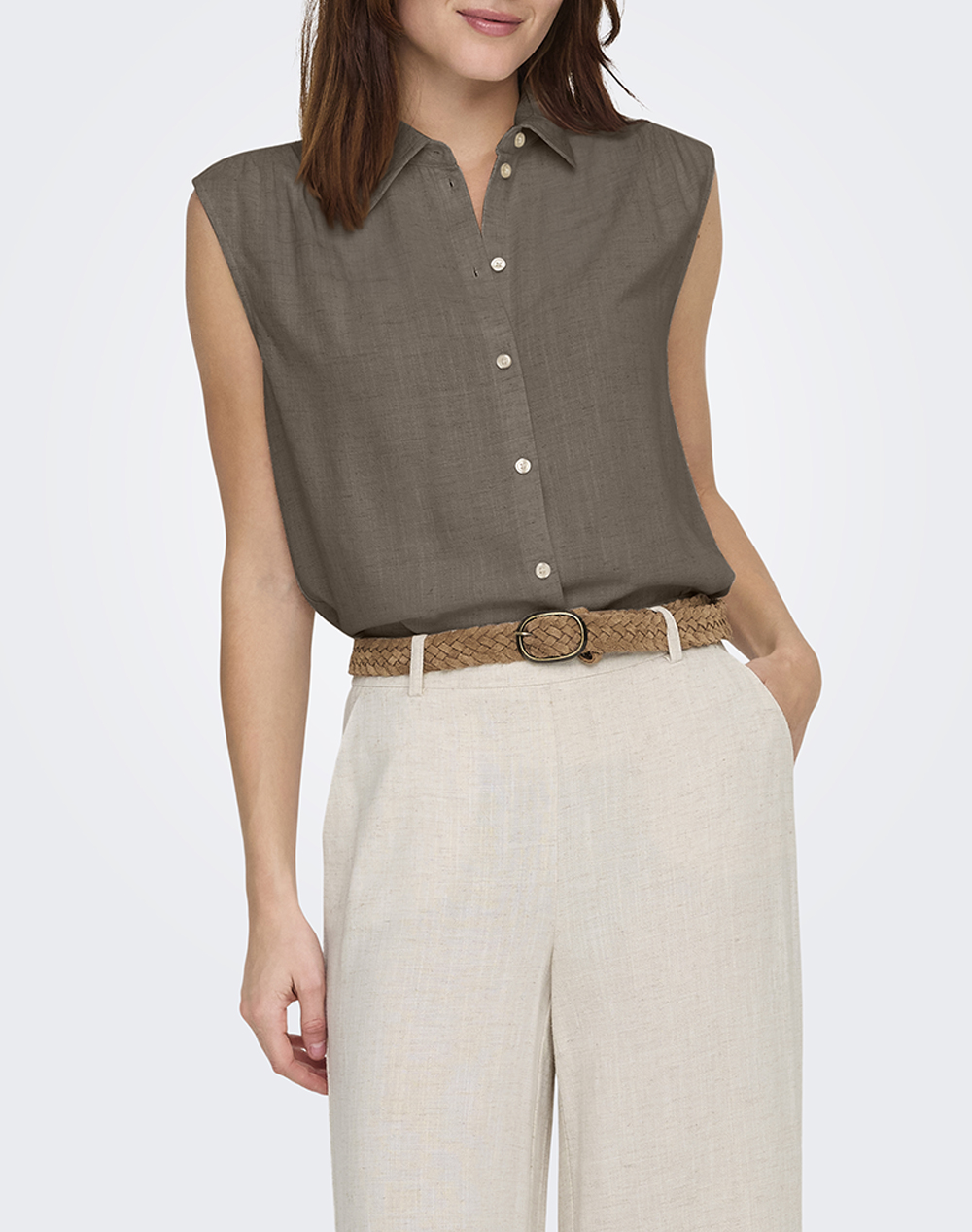 ONLY ONLSIESTA S/L LINEN BL SHIRT PNT NOOS 15367416-Walnut Chocolate