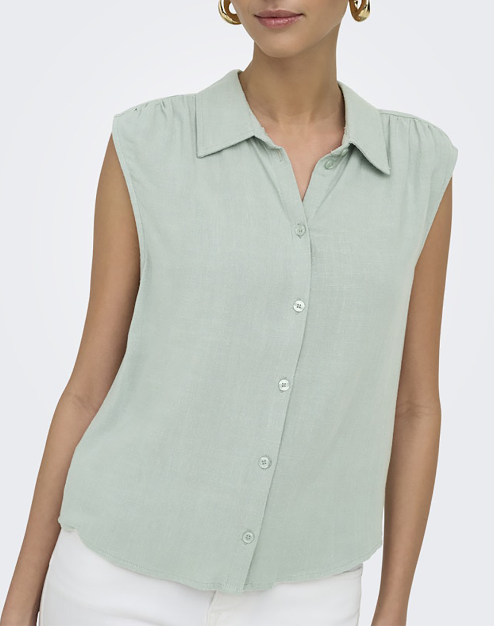 Only Onlsiesta S L Linen Bl Shirt Pnt Noos 15367416-Abyss Lightgreen Γυναικεία ρούχα πουκάμισα Politikos Shop Πολιτικός