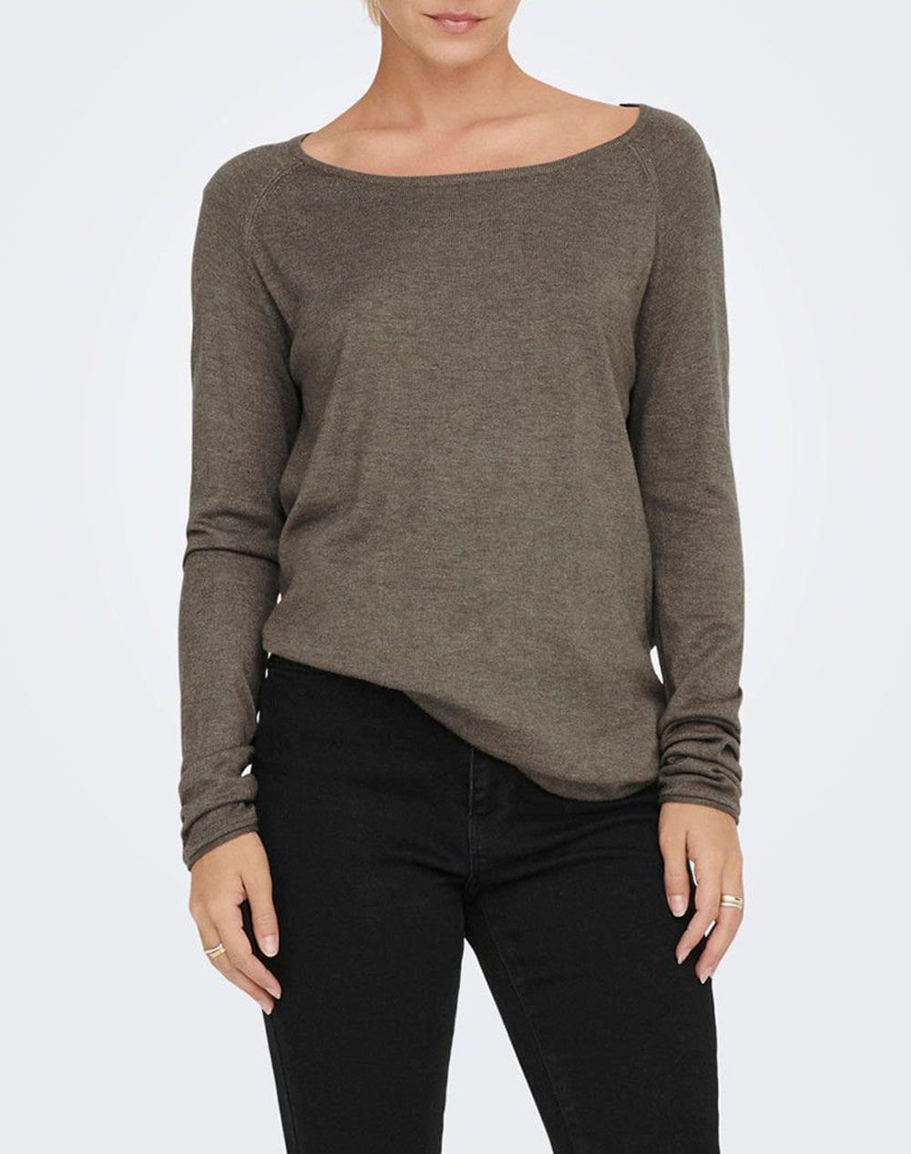 ONLY ΠΛΕΚΤΟ ONLMILA LACY L/S LONG PULLOVER KNT NOOS 15109964-Walnut DarkGray 0410AONLY3300121_XR05678