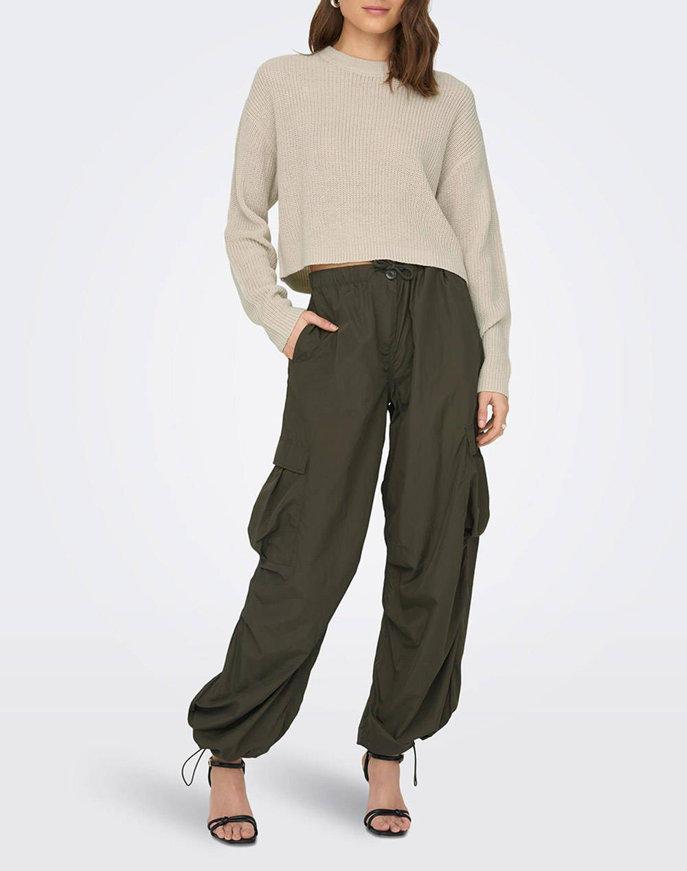 Only Onlmalavi L S Cropped Pullover Knt Noos 15284453-Pumice Stone Biege Γυναικεία ρούχα μπλούζες Πλεκτά Politikos Shop Πολιτικός