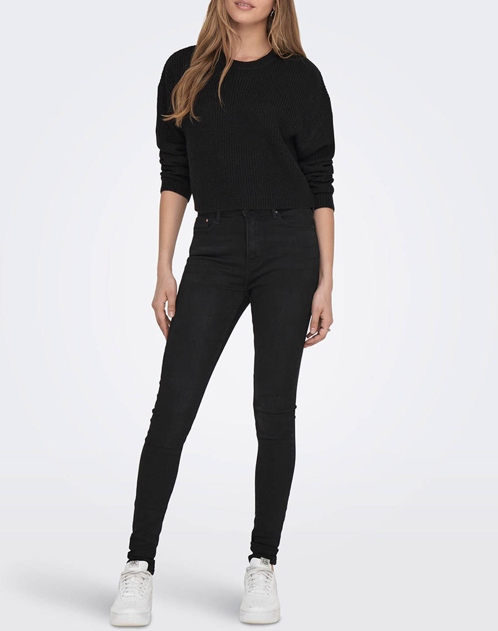 Only Onlmalavi L S Cropped Pullover Knt Noos 15284453-Black Black Γυναικεία ρούχα μπλούζες Πλεκτά Politikos Shop Πολιτικός