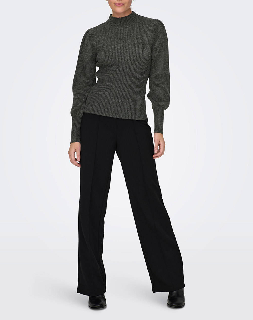 Only Onlkatia L S Highneck Pullover Knt Noos 15232494-Dark Grey Melange Darkgray Γυναικεία ρούχα μπλούζες Πλεκτά Politikos Shop Πολιτικός