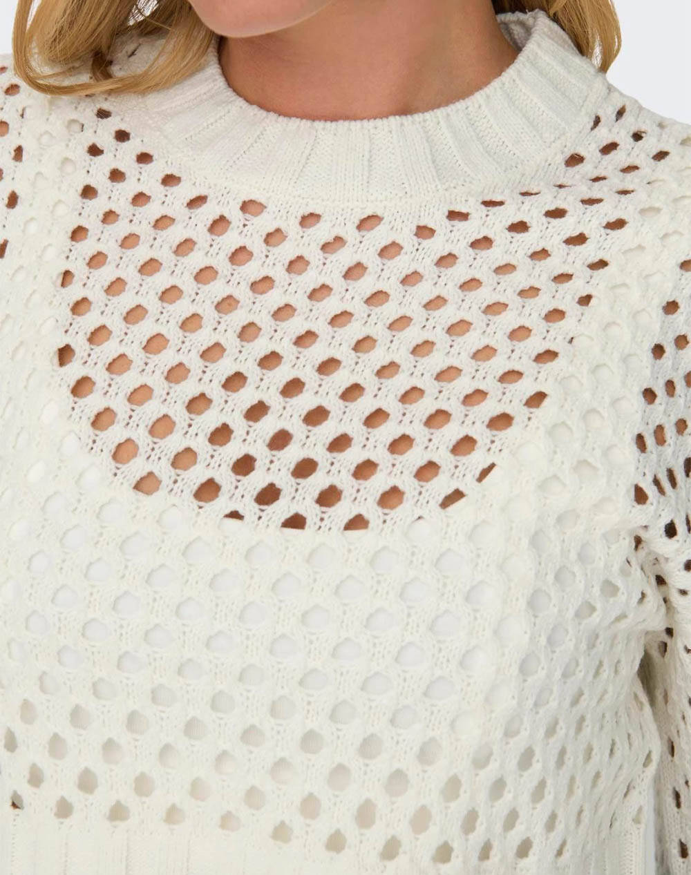 Only Onlsmilla Short Pullover Knt Noos 15300575-Marshmallow Offwhite Γυναικεία ρούχα μπλούζες Πλεκτά Politikos Shop Πολιτικός