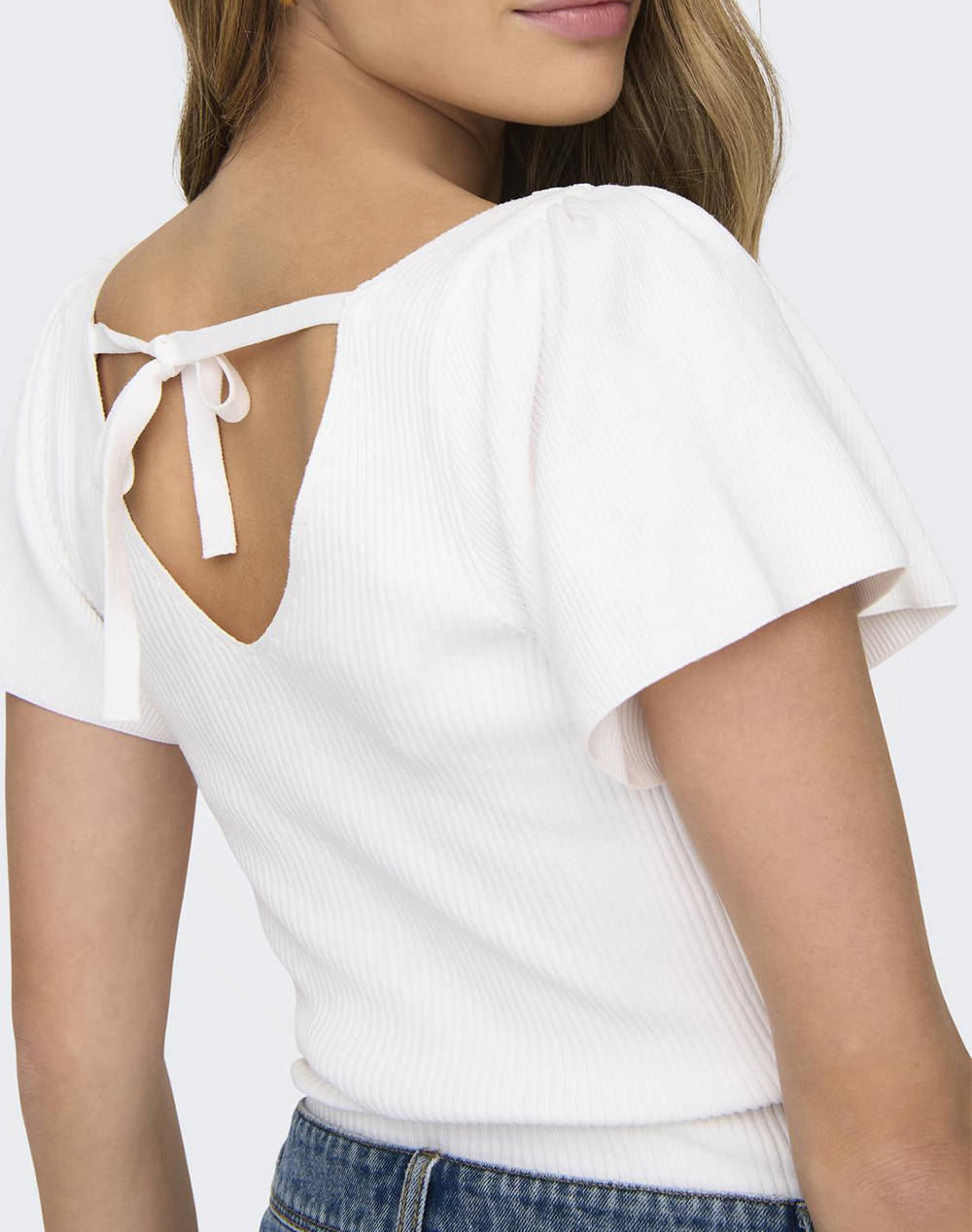 Only Onlleelo S Back Pullover Knt Noos 15203888-Eggnog White Γυναικεία ρούχα μπλούζες Πλεκτά Politikos Shop Πολιτικός