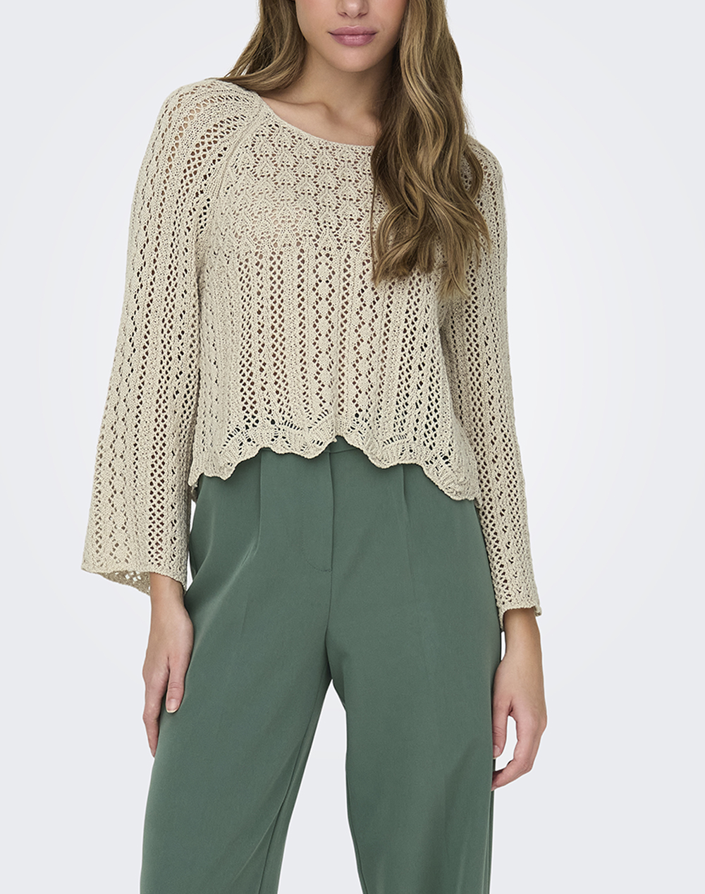 ONLY ONLNOLA LIFE 3/4 PULLOVER KNT NOOS 15233173-Feather Gray Biege