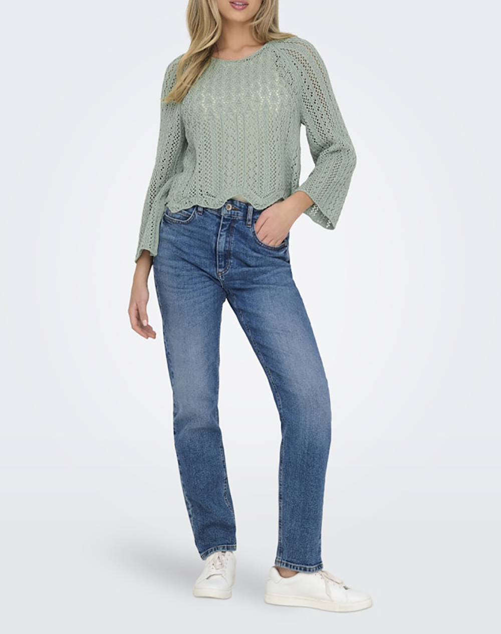 Only Onlnola Life 3 4 Pullover Knt Noos 15233173-Jadeite Mintgreen Γυναικεία ρούχα μπλούζες Πλεκτά Politikos Shop Πολιτικός