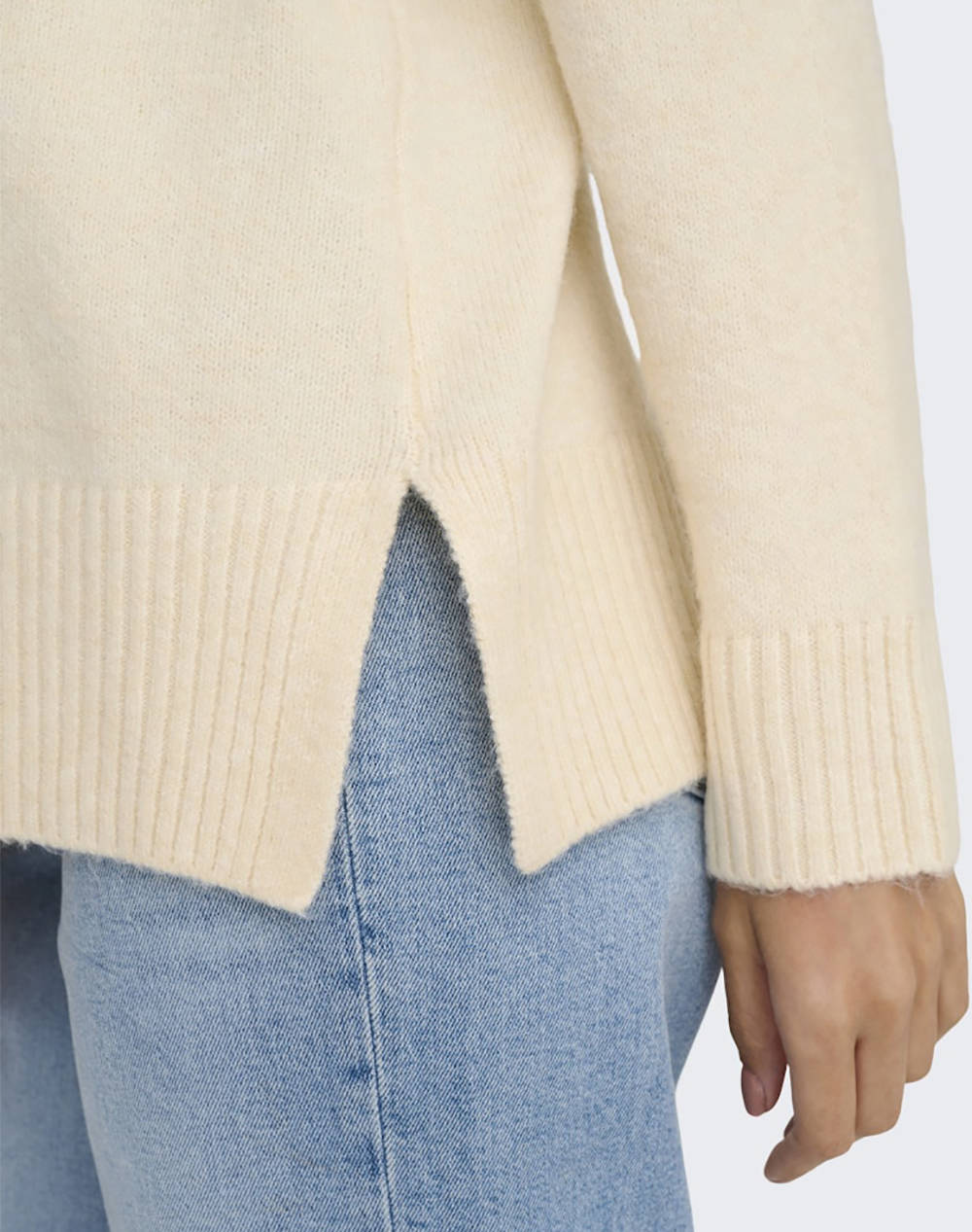 ONLY ONLY ONLHAZEL LS HIGHNECK OVERS PULL KNT NOOS 15352853-Whitecap GrayMelange Ecru - 3