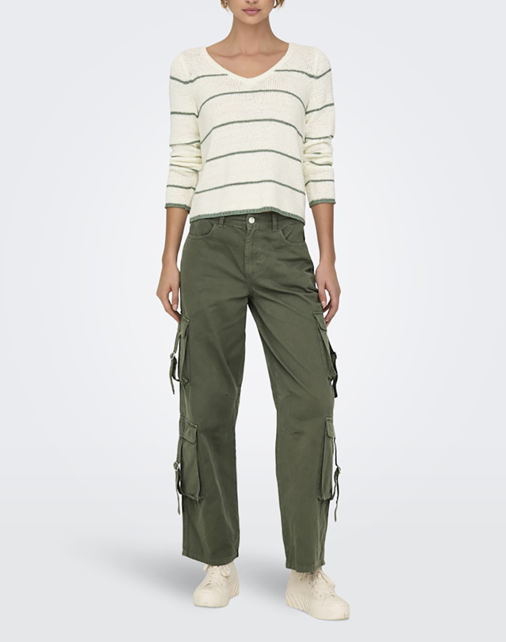 Only Onlgeena L S V-Neck Knt Noos 15340862-Cloud Dancerwlilypad Multi Γυναικεία ρούχα μπλούζες Πλεκτά Politikos Shop Πολιτικός