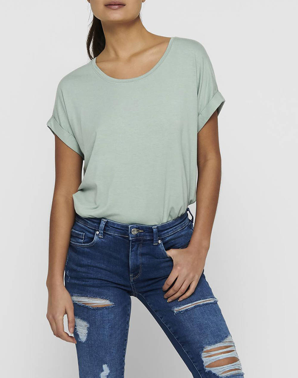ONLY ONLY ONLMOSTER S/S O-NECK TOP NOOS JRS 15106662-Jadeite MintGreen
