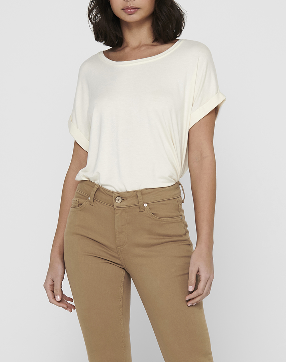 ONLY ONLMOSTER S/S O-NECK TOP NOOS JRS 15106662-Antique White OffWhite