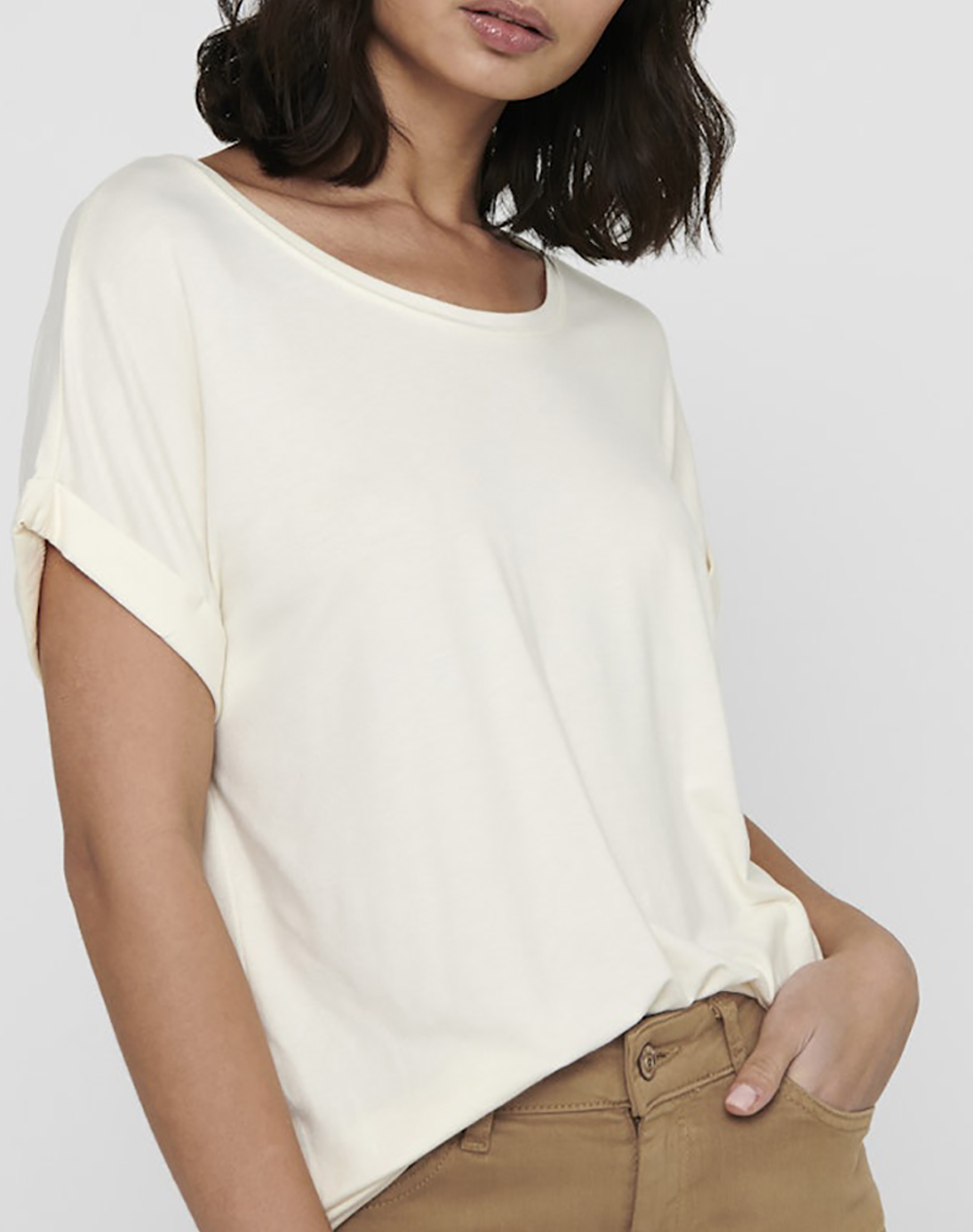 Only Onlmoster S O-Neck Top Noos Jrs 15106662-Antique White Offwhite Γυναικεία ρούχα μπλούζες Τ-Shirt Politikos Shop Πολιτικός