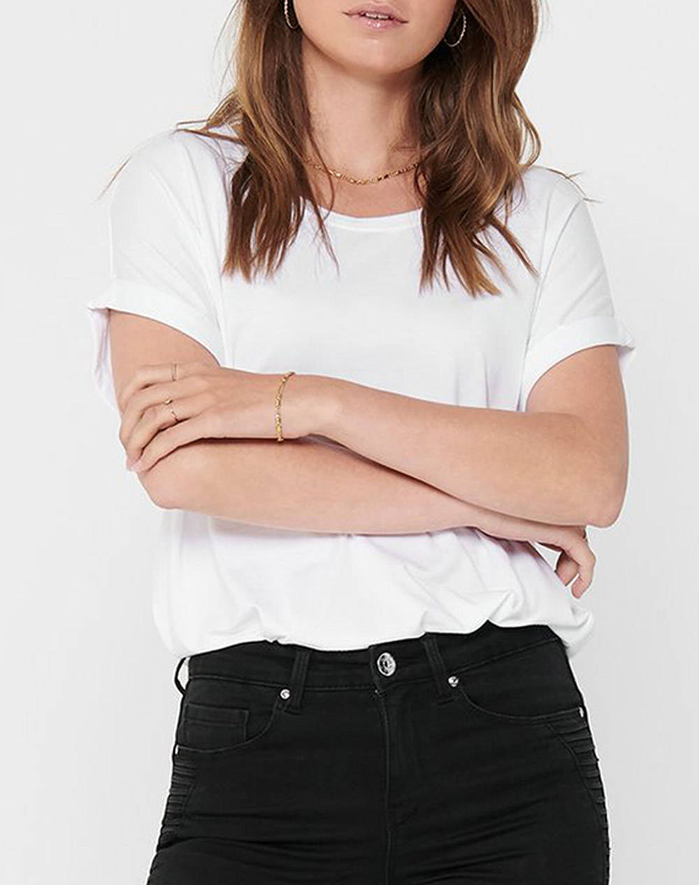 ONLY ONLY ONLMOSTER S/S O-NECK TOP NOOS JRS 15106662-WHITE White