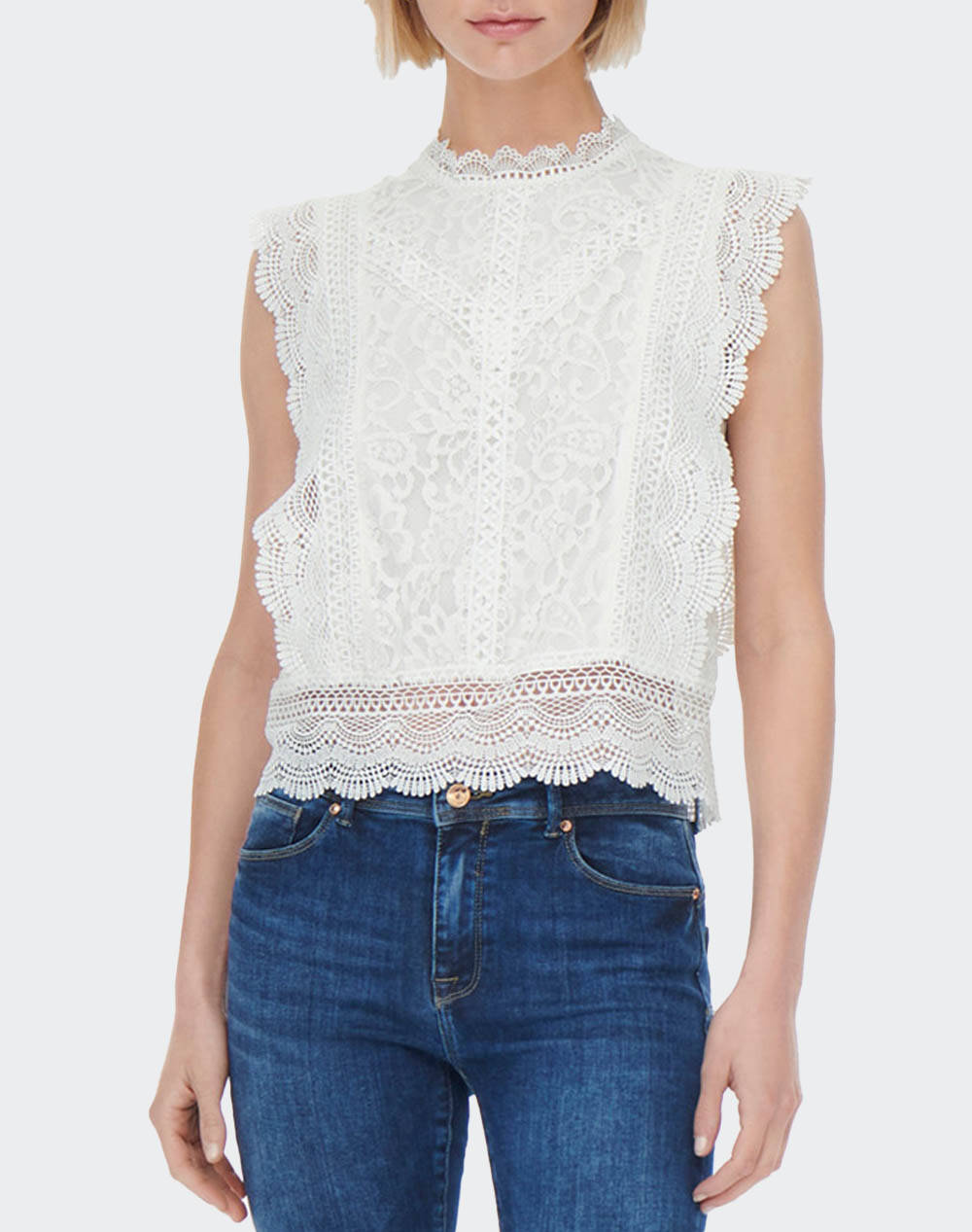 ONLY ONLKARO S/L LACE TOP NOOS WVN 15204604-Cloud Dancer Cream