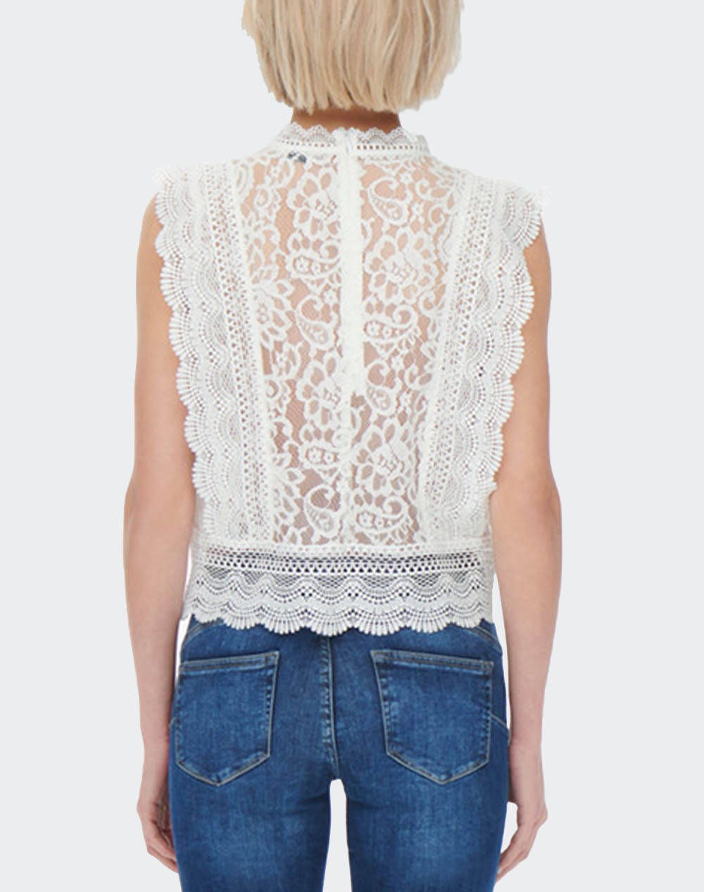 ONLY ONLY ONLKARO S/L LACE TOP NOOS WVN 15204604-Cloud Dancer Cream - 2