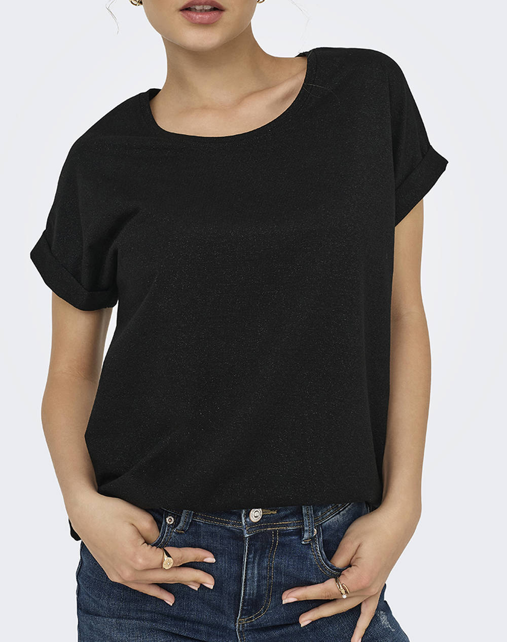 ONLY ONLMOSTER GLITTER S/S TOP NOOS JRS 15356991-BlackBLACKLUREX Black