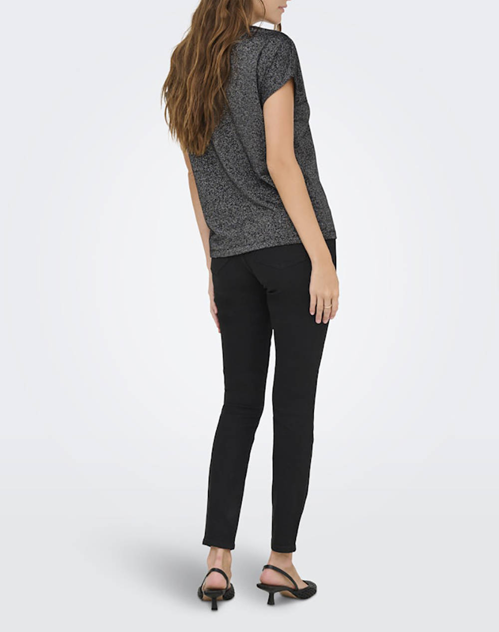 ONLY ONLMOSTER GLITTER S/S TOP NOOS JRS 15356991-BlackSILVERLUREX DarkSlateGrey φωτογραφία